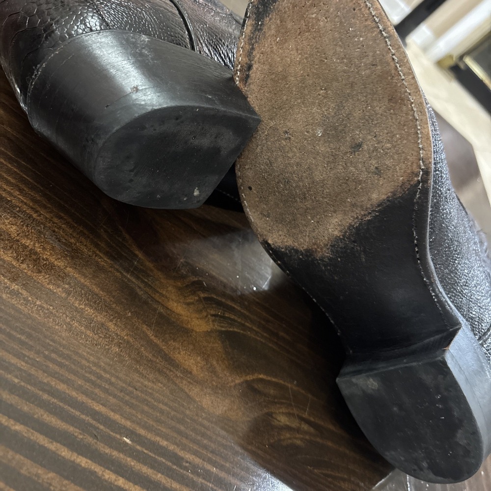 Lucchese 1883 Black Cherry Ostrich Leg Western Cowboy Boots Men 10.5 2E Wide - Picture 8 of 14